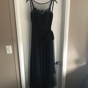 Navy Bill Levkoff tulle/chiffon dress style 1177